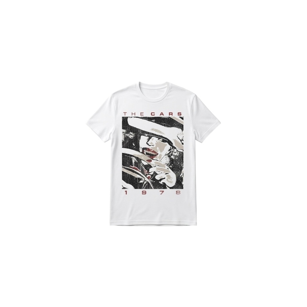 The Cars 1978 Vintage Style Graphic T-Shirt White Cotton Rock Band Tee